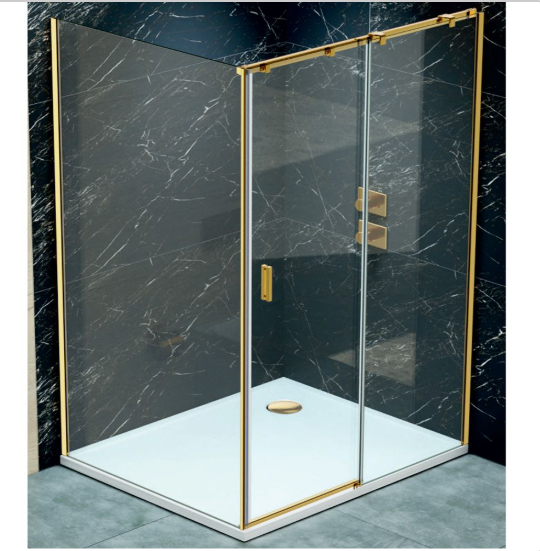 Jaquar Fusion Plus L Shaped 1200mm Shower Door With Clear Glass In Gold