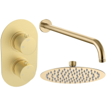 Alabio Round Brushed Brass Shower Valve with Rainfall Shower Head