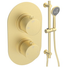 Alabio Round Brushed Brass Shower Valve with Slide Rail Kit