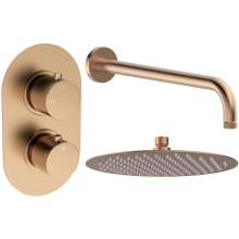 Alabio Round Brushed Bronze Shower Valve with Rainfall Shower Head
