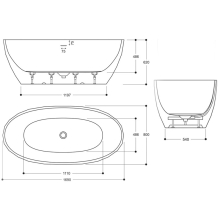 Jaquar Alaska 1712 x 760mm Freestanding Bath Tub