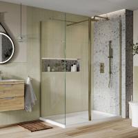 Roman Innov8 Brushed Brass Sliding Shower Door & Side Panel 1500 x 900mm - Corner Fitting