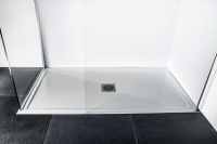 MX Minerals 1200 x 800 LH Ice White Slate Effect Offset Quadrant Shower Tray