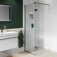 Abacus Walk In Shower Screen 900mm With Chrome Hinged Return 350mm 