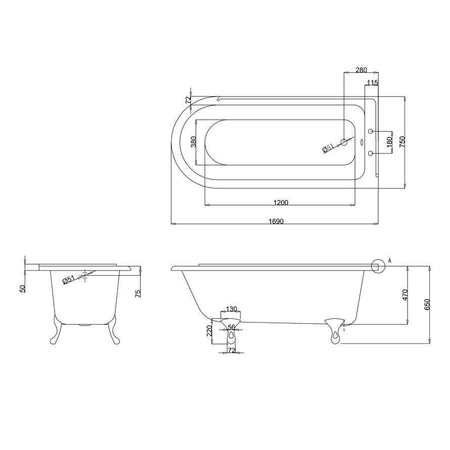 Burlington Hampton Freestanding Traditional Shower Bath Sale