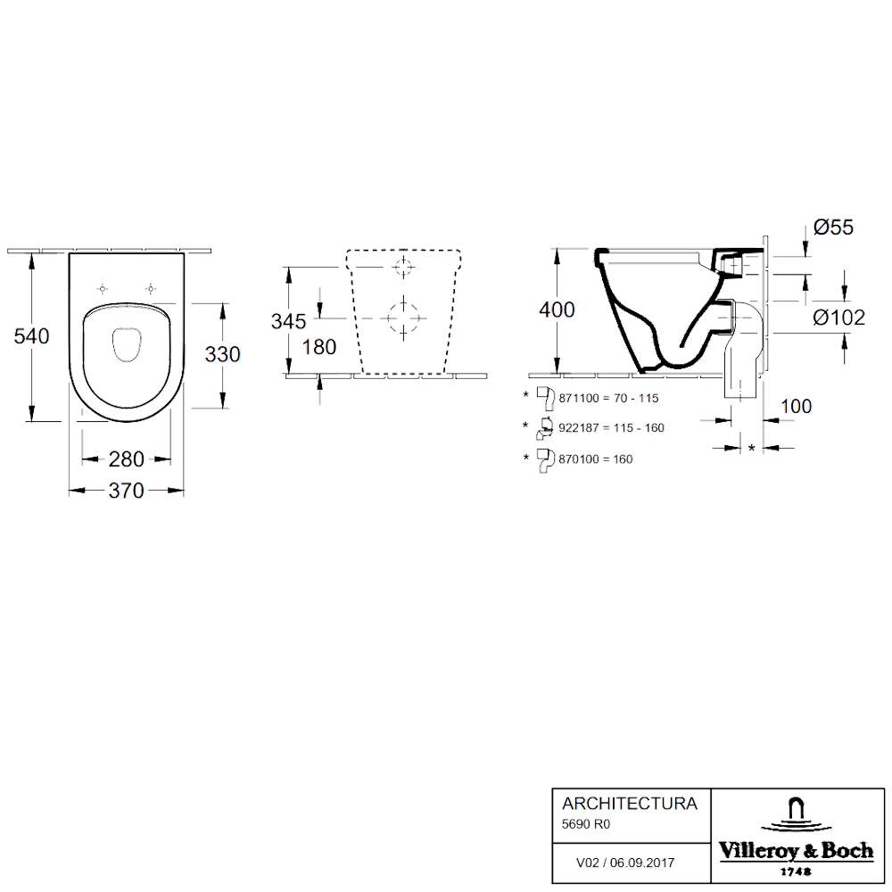 Villeroy Boch Architectura Washdown Rimless Floor Standing Toilet