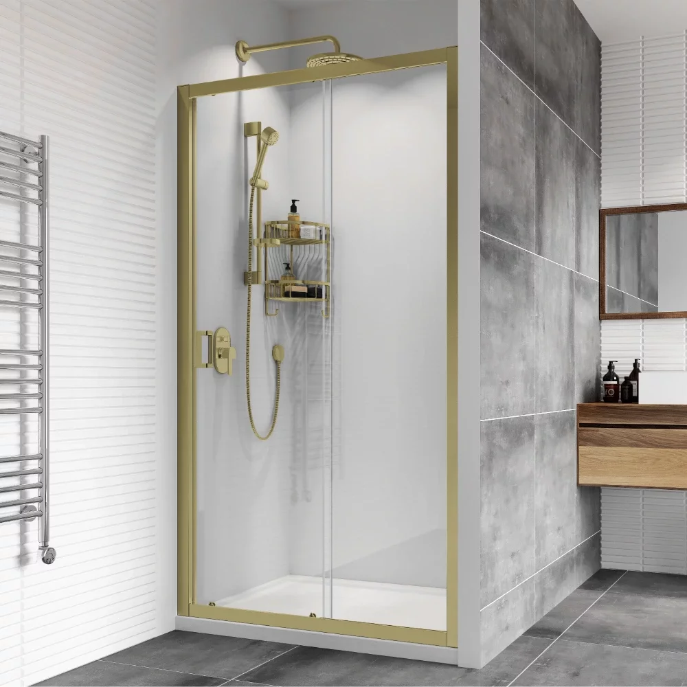 Roman Haven8 Brushed Brass 1000mm Sliding Shower Door