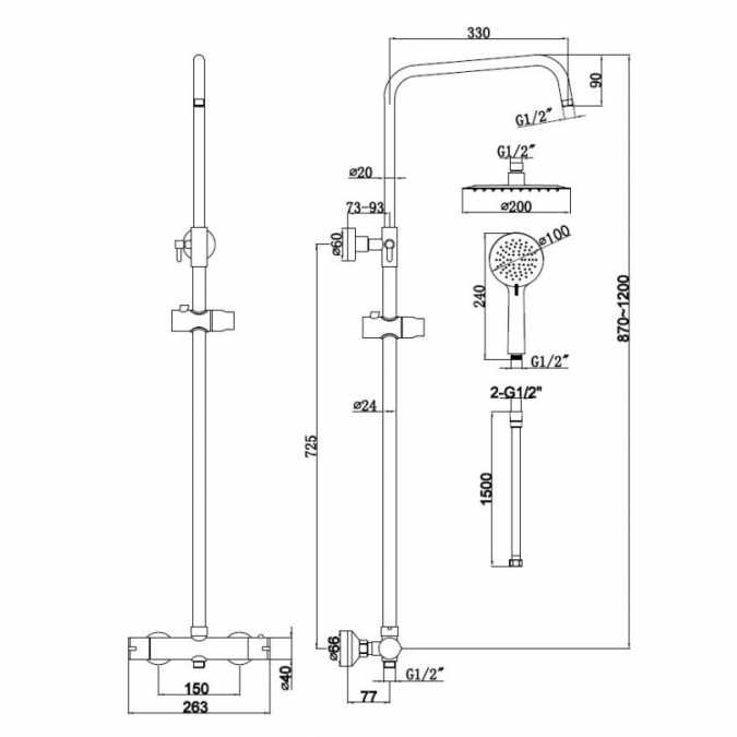 Spey Series 2 Brushed Brass Dual Head Thermostatic Shower Kit ...