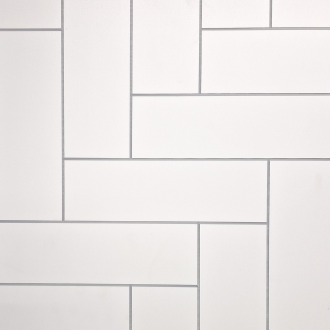 White Straight Herringbone Tile MEGAboard Grout Line 1m Wide PVC Wall Panels