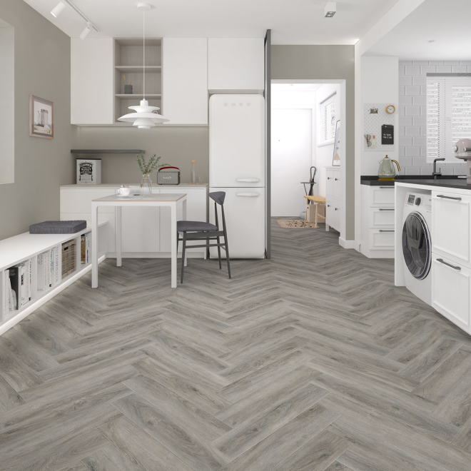 Clever Click Rigid Concord Ash Herringbone Flooring 1.56m2 Per Pack