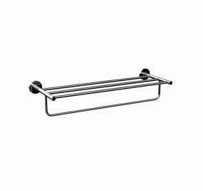 Jaquar Continental 600mm Long Black Chrome Towel Rack With Lower Hanger  