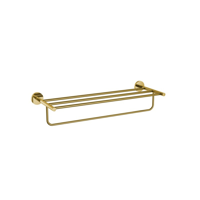 Jaquar Continental 600mm Long Bright Gold Towel Rack With Lower Hanger