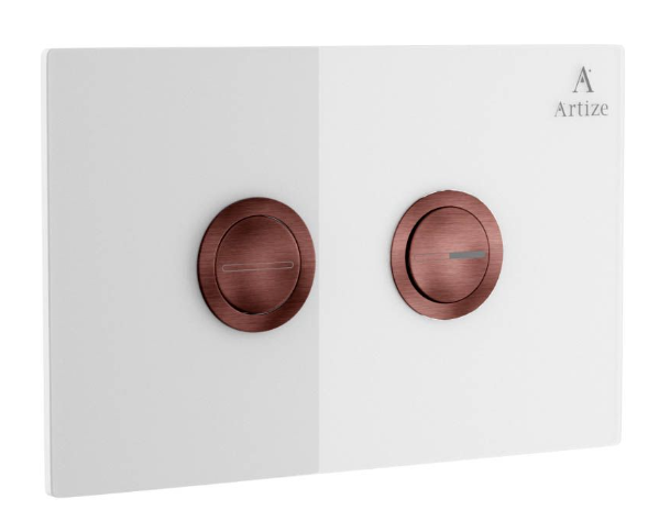 Artize Cilica Pneumatic White Glass Control Plate In Antique Copper