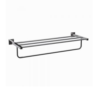 Jaquar Kubix Prime 600mm Black Chrome Towel Rack With Lower Hanger