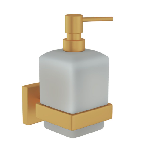 Jaquar Kubix Prime Gold Matt PVD Soap Dispenser And Holder 