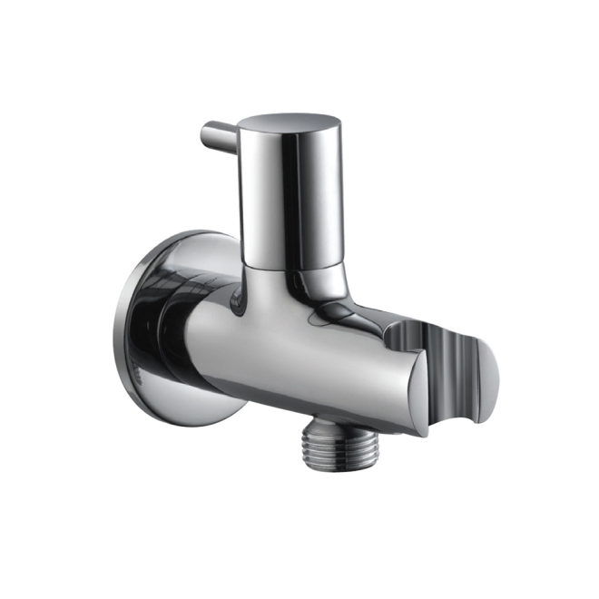 Jaquar Allied Chrome Round Wall Outlet With Hose Attachment And Shut Off Valve 