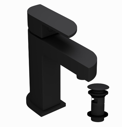 Jaquar Alive Black Matt Mono Basin Mixer With Click Clack Waste 