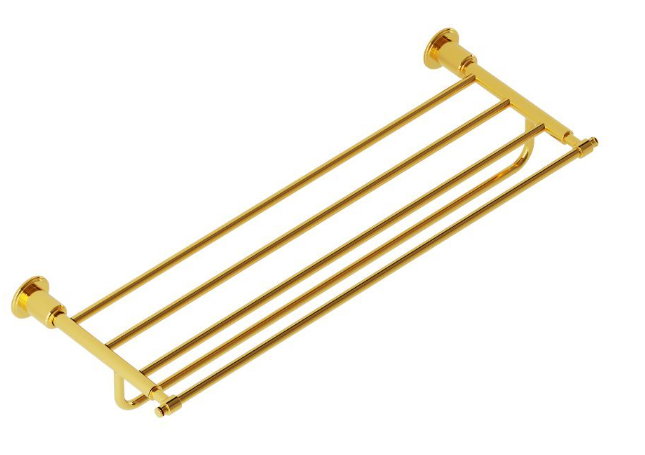 Artize VIC 600mm Long Bright Gold Towel Shelf With Lower Hanger