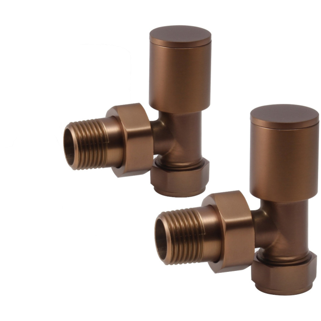 Angled Radiator Valves - Brushed Bronze