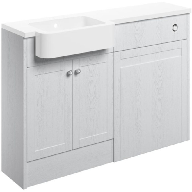 Bali Satin White Ash Vanity and WC Unit Furniture Set