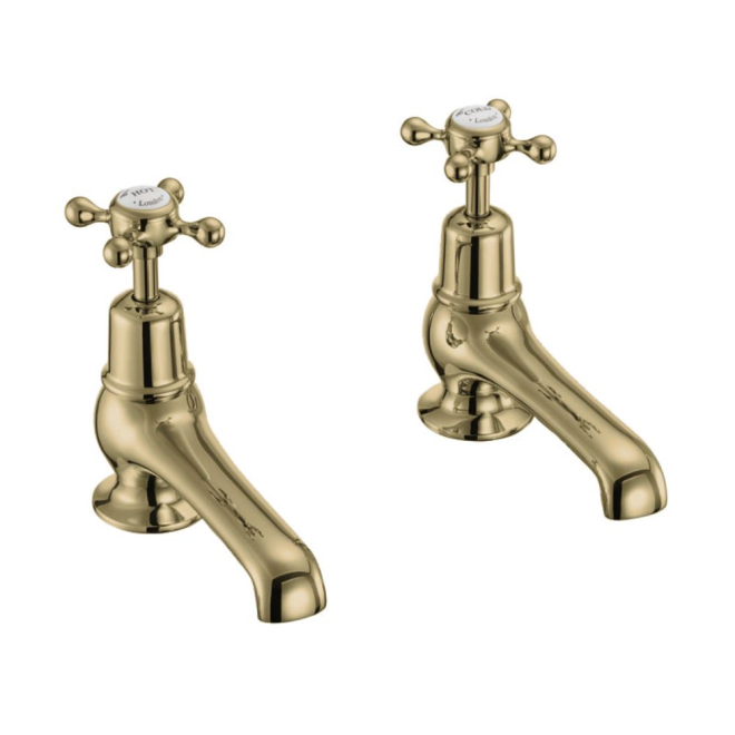 Burlington Claremont 5 Inch Traditional Gold Basin Pillar Taps