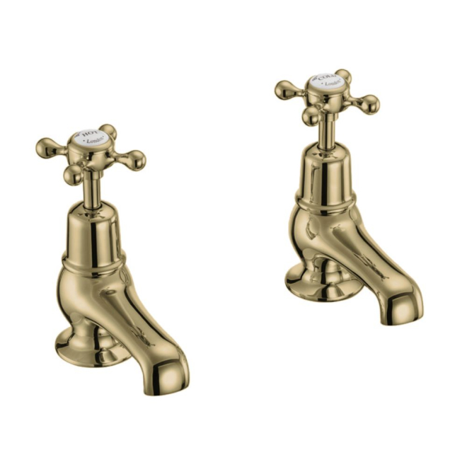 Burlington Claremont 3 Inch Traditional Gold Basin Pillar Taps