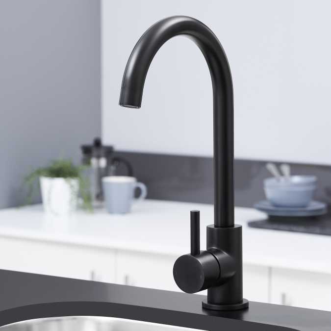 Elera Monobloc Kitchen Mixer Tap - Matt Black | UKB-KTAP006MB