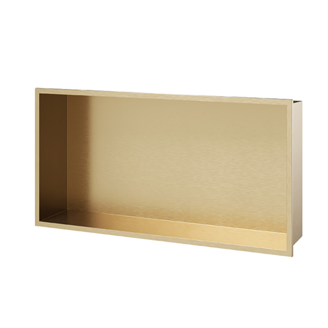 Elements Recessed Shower Niche Brushed Brass 620 x 320 x 120mm