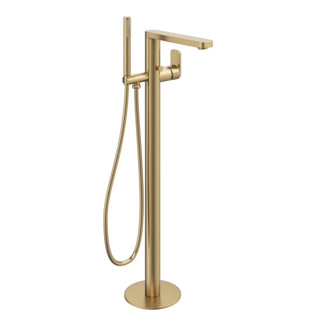 Abacus Edge Freestanding Bath Shower Mixer Tap - Brushed Brass