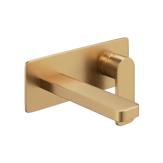 Abacus Edge Wall Mounted Basin Mixer - Brushed Brass