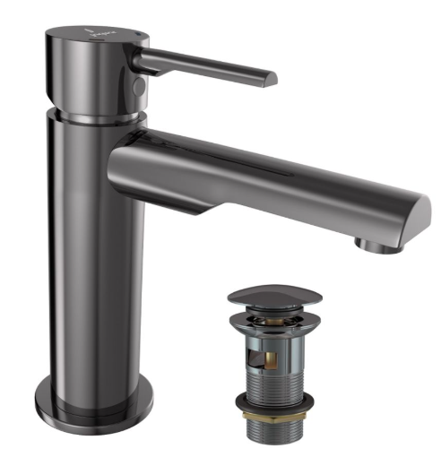 Jaquar Florentine Prime Black Chrome Single Lever Basin Mixer With Click Clack Waste 