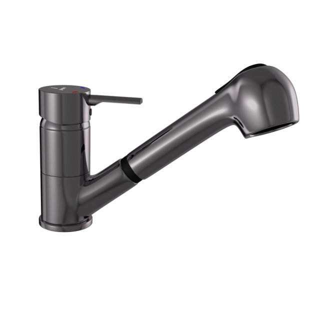 Jaquar Florentine Prime Black Chrome Single Lever Sink Tap With Extractable Hand Shower