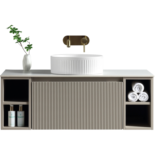 Flauto Soft Coffee Fluted 1000mm Wall Hung Vanity Unit