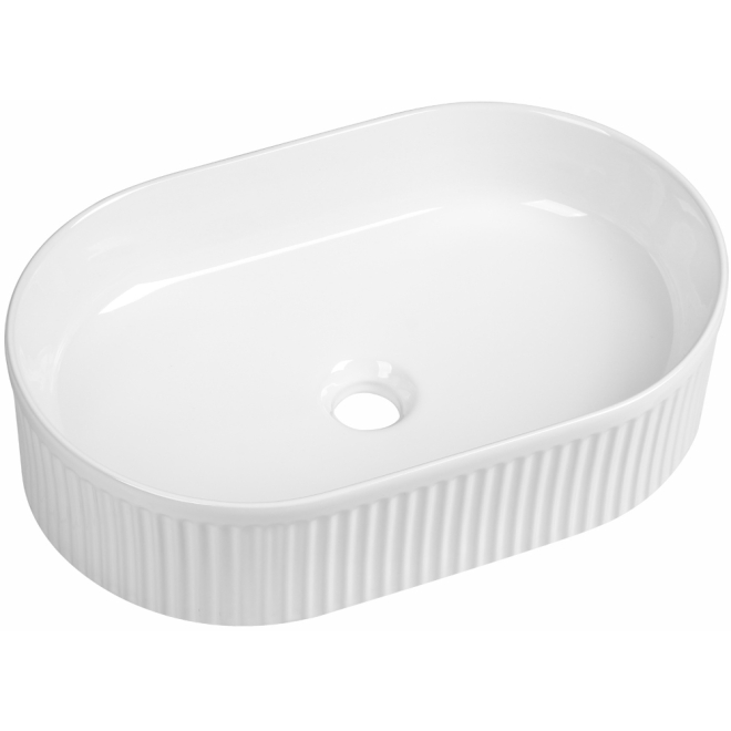 Flauto Fluted Oval Ceramic Counter Top Basin