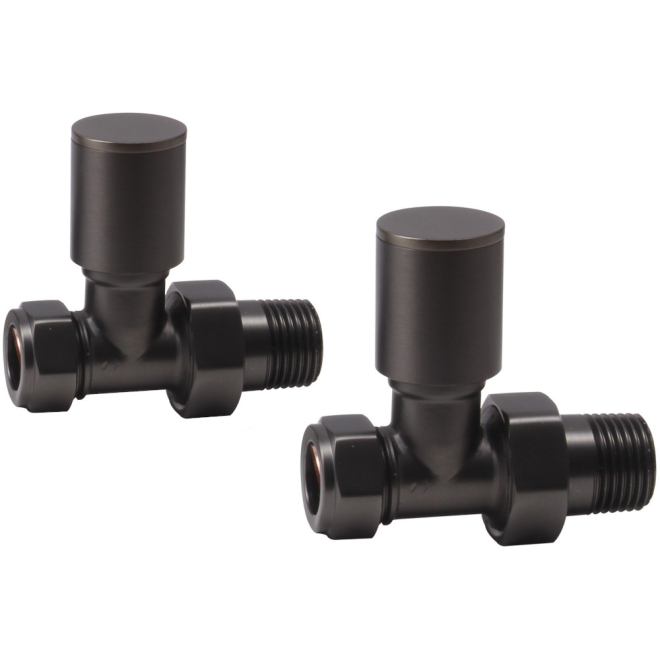 Straight Pattern Radiator Valves - Matt Black