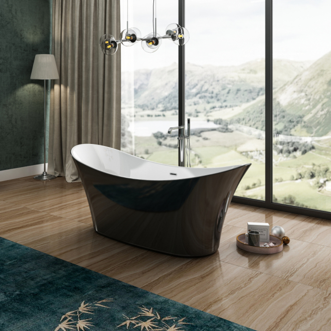 Charlotte Edwards Harrow Gloss Black 1700 x 700mm Modern Freestanding Bath