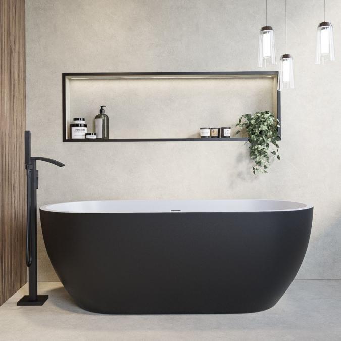 Havanna 1655 x 745mm Black Freestanding Bath