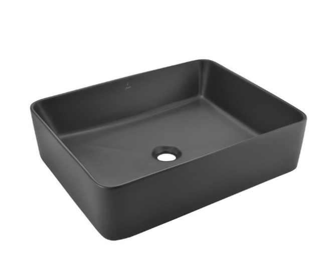 Jaquar Designer Black Thin Rim Rectangular Countertop Basin 530mm