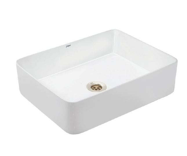 Jaquar Designer White Thin Rim Rectangular Counter Top Basin 530mm 