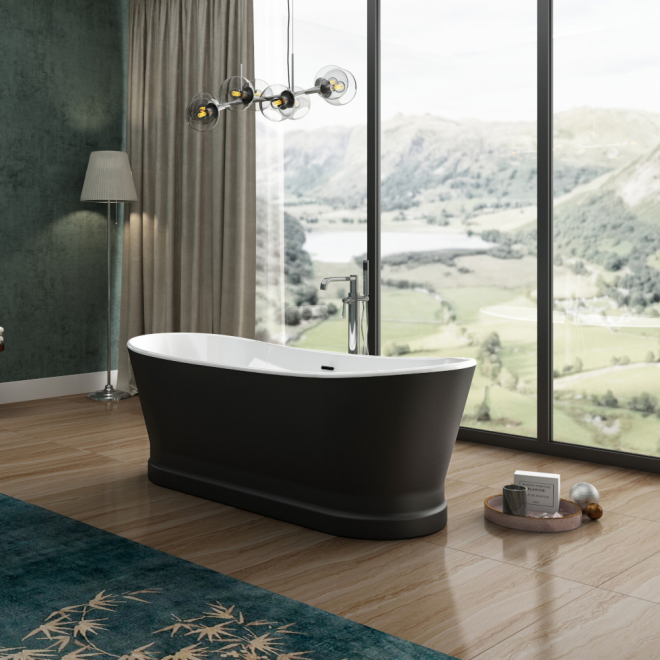 Charlotte Edwards Jupiter Matt Black 1700 x 700 Freestanding Bath