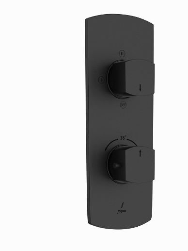 Jaquar Kubix Prime Black Matt 3 Outlet Thermostatic Shower Mixer Complete set With Concealed Valve  