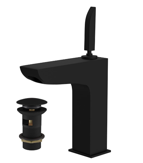 Artize Lexa Joystick Basin Mixer With Click Clack Waste In Black Matt