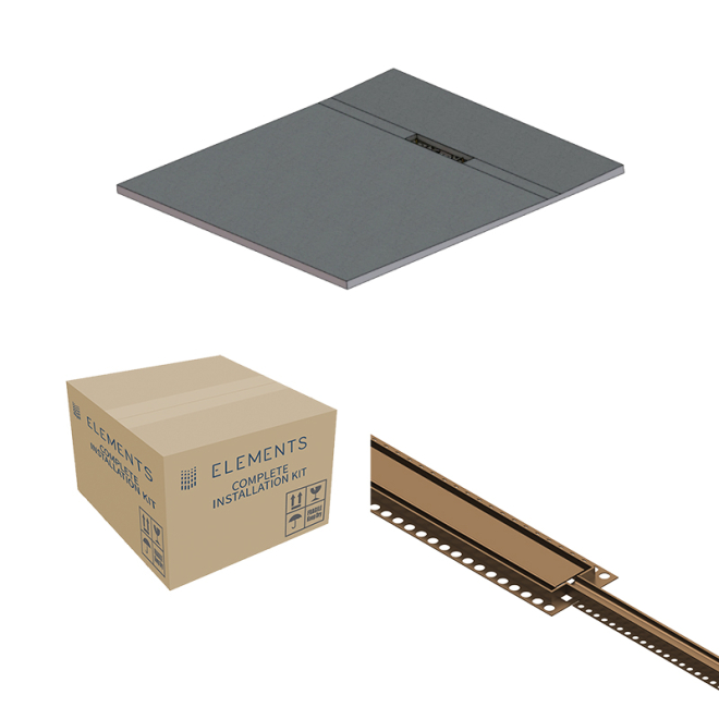 Abacus Elements Linear Uno Wet Room Kit 1200 x 1200 x 30mm - Brushed Bronze