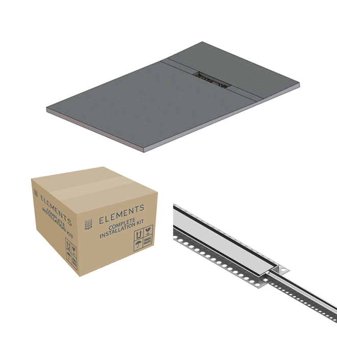 Abacus Elements Linear Uno Wet Room Kit 1200 x 900 x 30mm End Drain - Stainless Steel