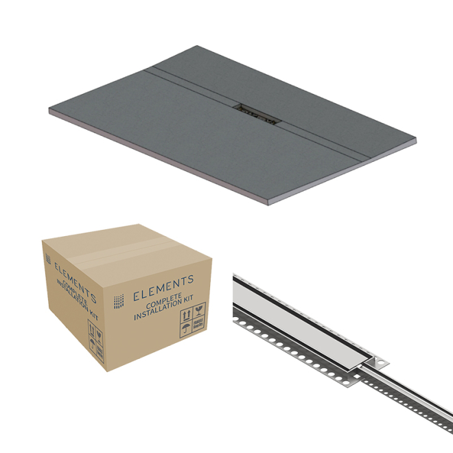 Abacus Elements Linear Uno Wet Room Kit 1600 x 900 x 30mm Offset Drain -Stainless Steel