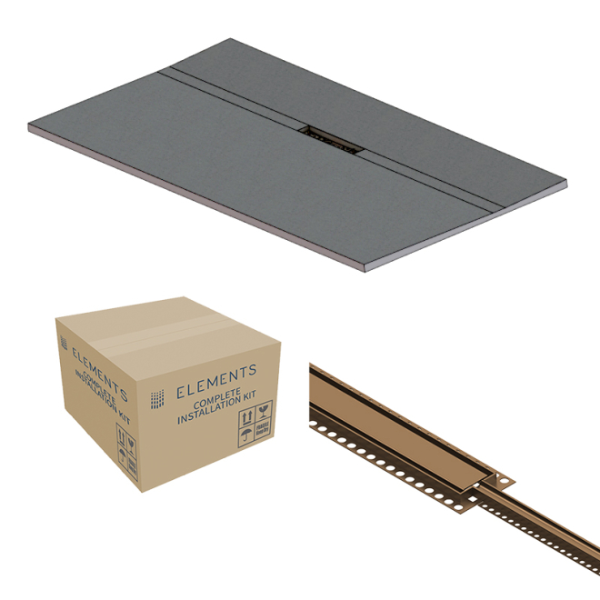 Abacus Elements Linear Uno Wet Room Kit 1800 x 900 x 30mm Offset Drain -Brushed Bronze