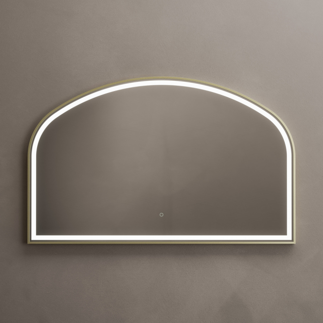 Origins Living Lomax Overmantle Brushed Brass Illuminated Bathroom Mirror