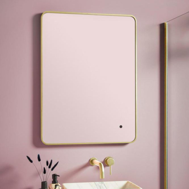 Scudo Alfie LED bathroom Mirror Brass Frame 500 x 700mm