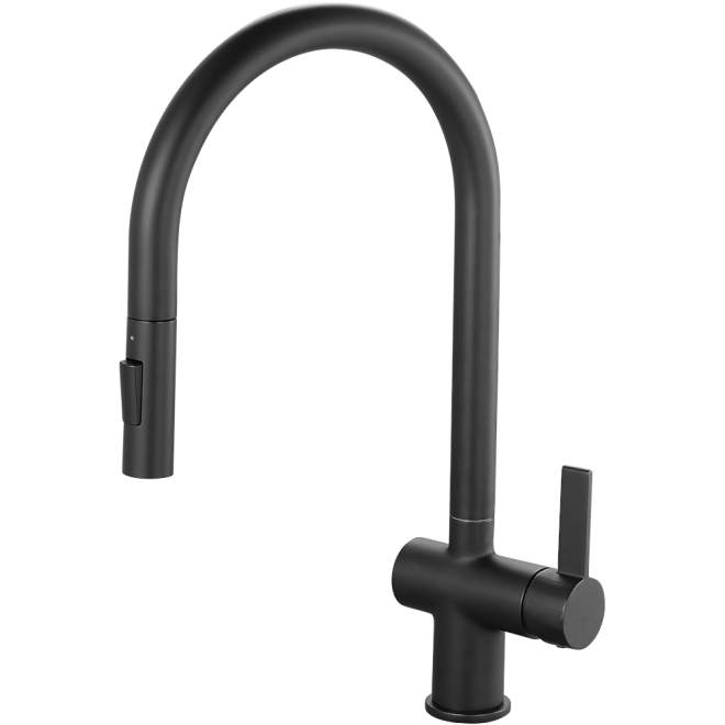 Mayhill Black Single Lever Pull Out Kitchen Tap