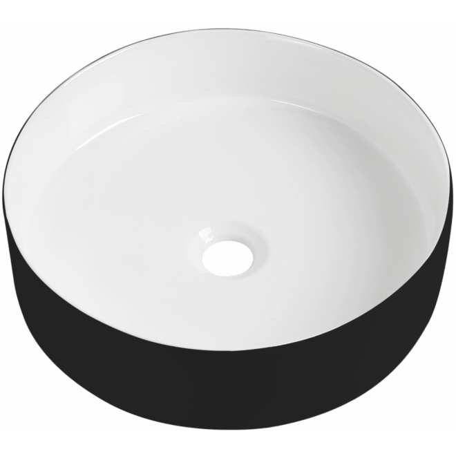 Orca Round Black and White Ceramic Counter Top Basin